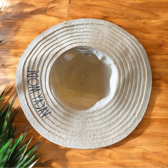 RAE DUNN “VACAY MODE” Wide Brim Straw Hat - UPF 50+ - NWT - Picture 3 of 8